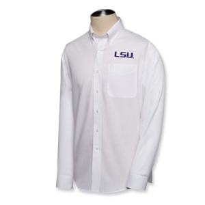 LSU Tigers B&T LS Epic Easy Care Fine Twill Shirt - White